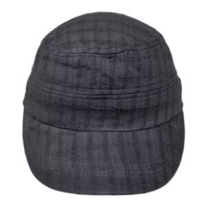 Scala Pronto Army Cap Black Gold Hat Cotton Square Textured Buttons One Size